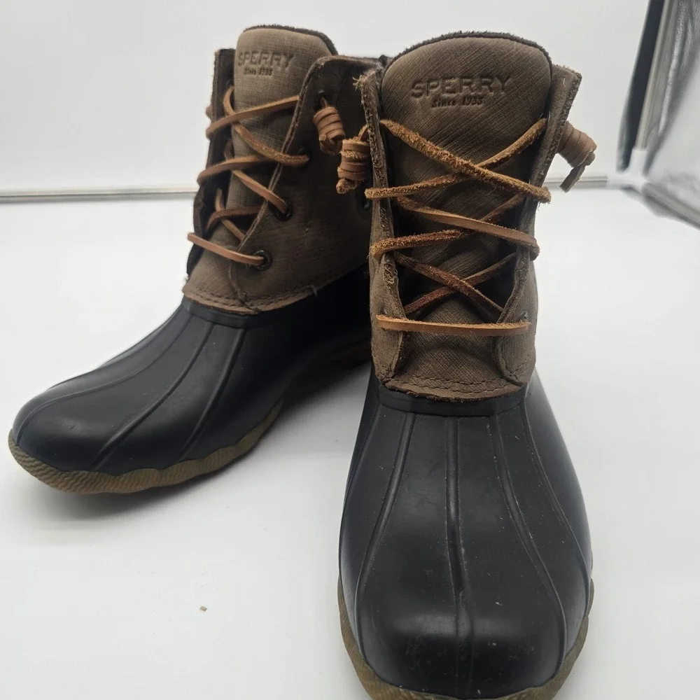 Sperry Top Sider Women 7.5 Saltwater‎ Core Boots Brown/Olive Waterproof  99729